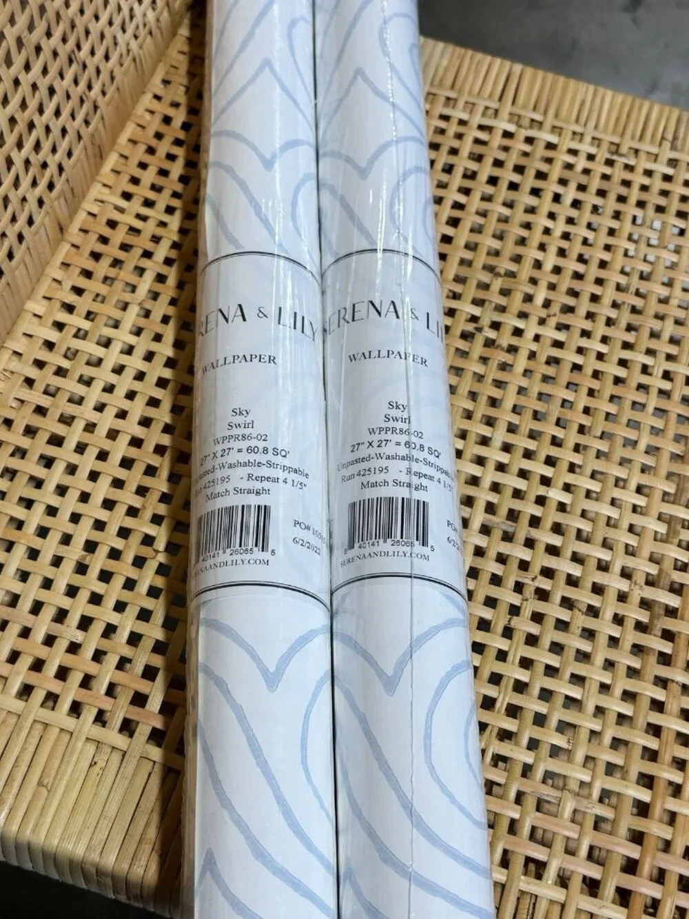 NEW Serena & Lily Swirl Wallpaper (Set of 2)-Sky Blue